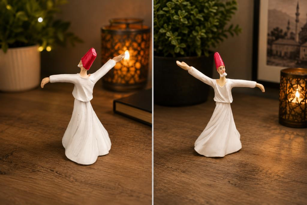 Semazen Biblo Dekoratif Obje Beyaz Mini Masa Üstü Süs Biblosu