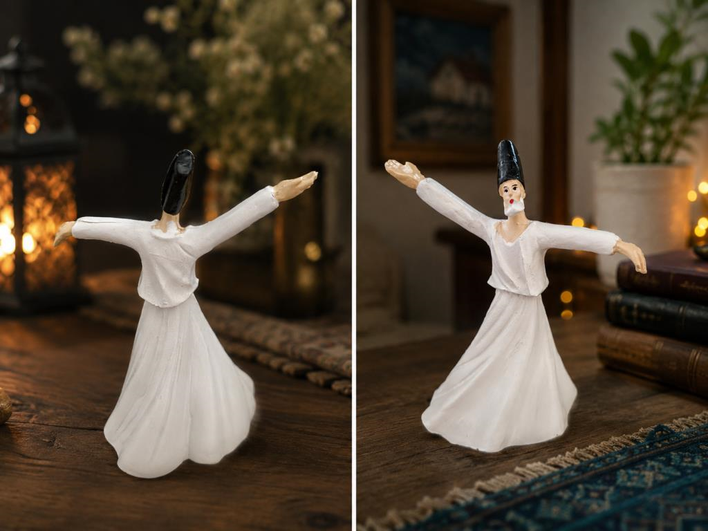 Semazen Biblo Dekoratif Obje – Beyaz Tasarım Masa Üstü Dekor