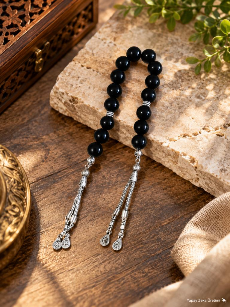 Şungit Taşı Zaza Sallamalık 12 mm Premium Kalite El Yapımı
