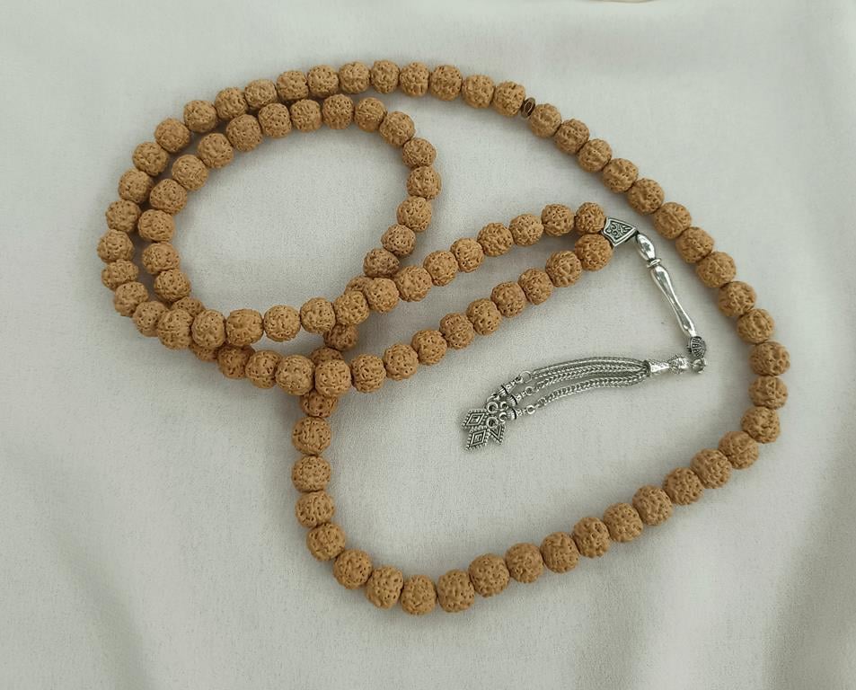 Tesbih 99 lük 10 mm Doğal Rudraksha Rudraşka Tespih 