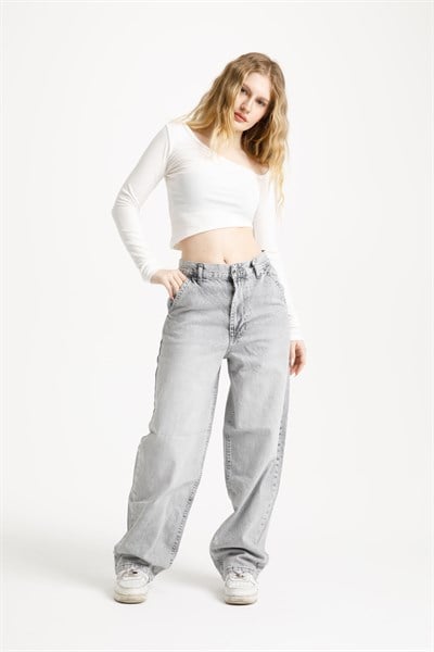 Açık Gri Skater Jean