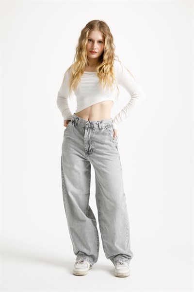 Açık Gri Skater Jean