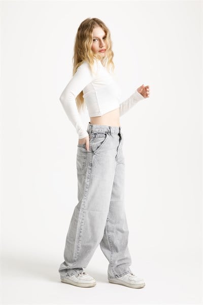 Açık Gri Skater Jean