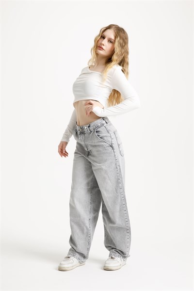 Açık Gri Skater Jean