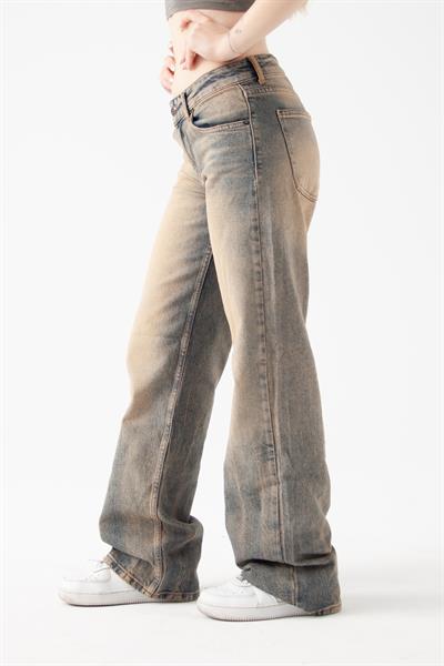 Açık Taş Yıkama Straight Jean