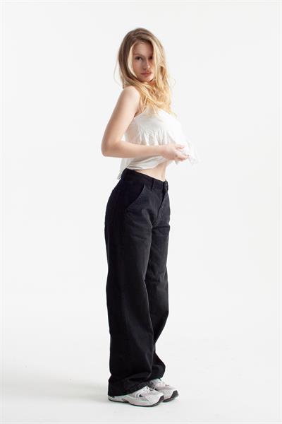 Antrasit Arkası Kadife Loose Fit Jean