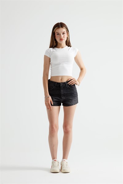 Antrasit Denim Şort