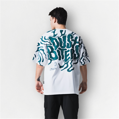 Beyaz Dust Biters Baskılı Unisex Oversize Tişört