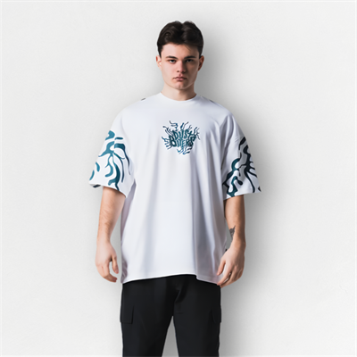 Beyaz Dust Biters Baskılı Unisex Oversize Tişört
