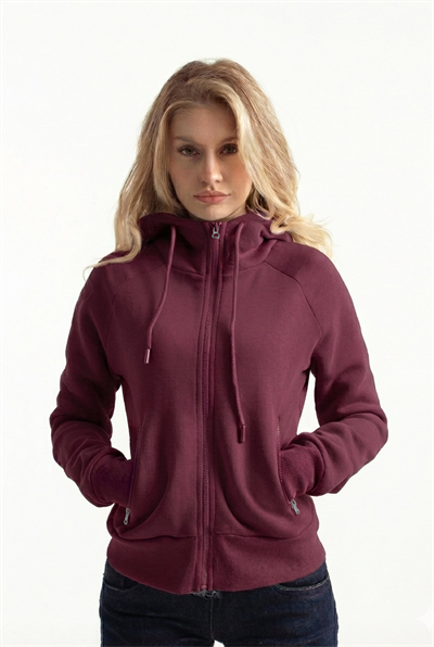 Bordo Vücuda Oturan Kışlık Zip-Hoodie
