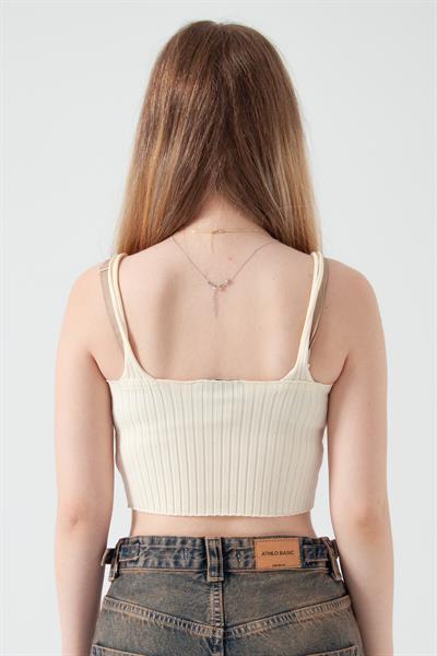 Ekru Crop Bluz