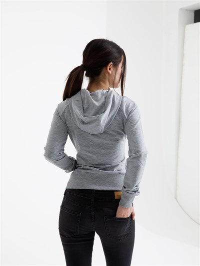 Gri Vücuda Oturan Yazlık Zip-Hoodie