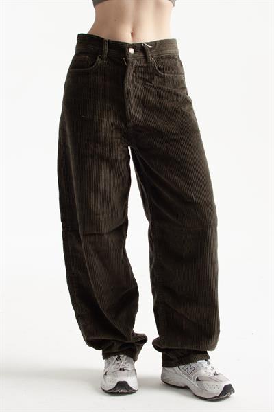 Haki Kadife Kumaş Skater Jean