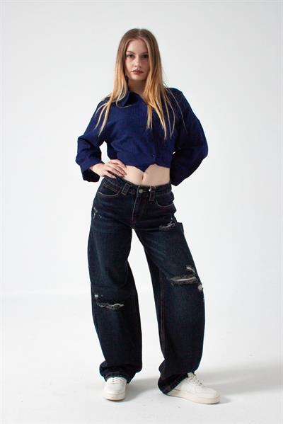 K. Kot Rengi Yırtıklı Baggy Baloon Jean