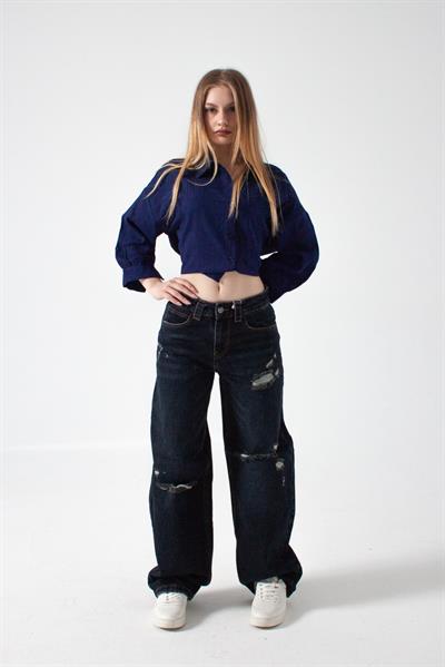 K. Kot Rengi Yırtıklı Baggy Baloon Jean