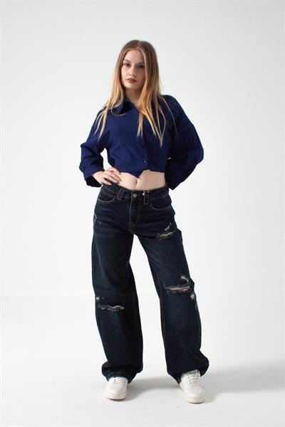 K. Kot Rengi Yırtıklı Baggy Baloon Jean