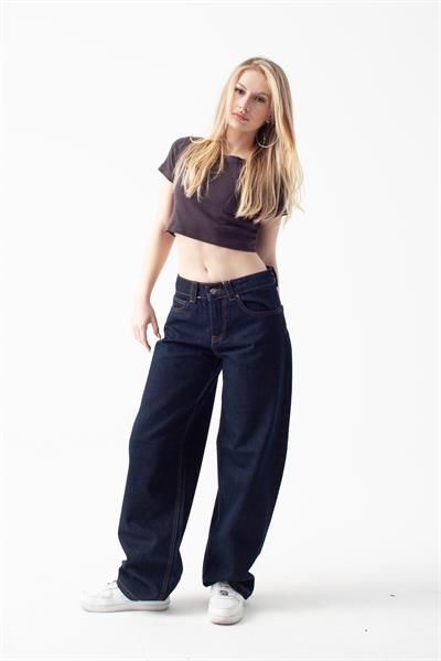 Koyu İndigo Baggy Baloon Jean