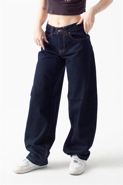 Koyu İndigo Baggy Baloon Jean