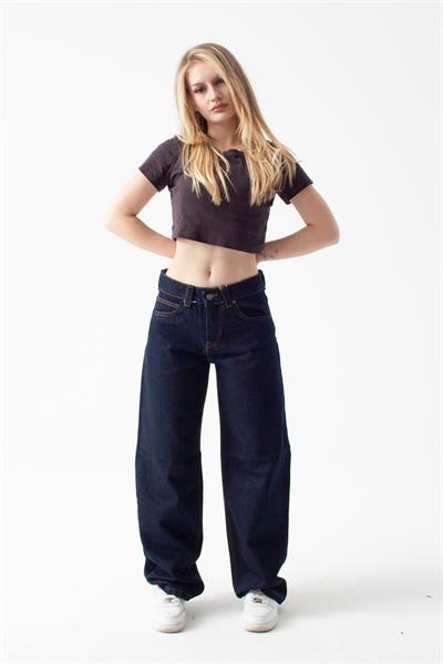 Koyu İndigo Baggy Baloon Jean