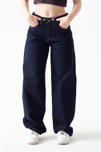 Koyu İndigo Baggy Baloon Jean
