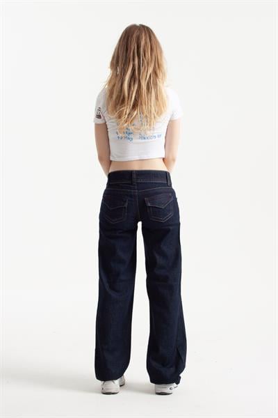 Koyu İndigo Viscon Kumaş Straight Jean