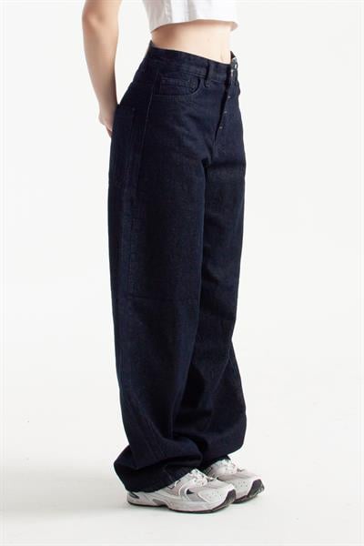 Koyu İndigo Wide Leg Jean