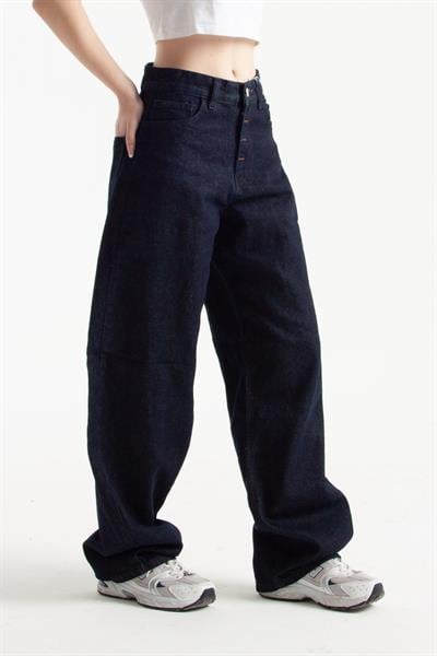 Koyu İndigo Wide Leg Jean