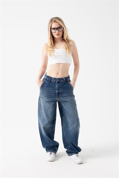 Koyu Mavi Skater Jean