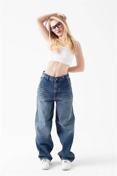 Koyu Mavi Skater Jean