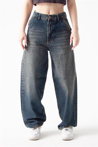 Koyu Mavi Tint Skater Jean
