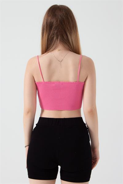 Pembe İnce Askılı Crop