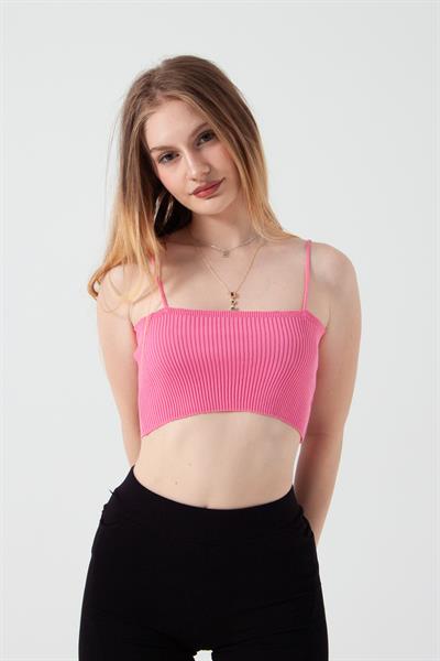 Pembe İnce Askılı Crop