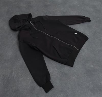 Siyah Basic Oversize Premium Zip Hoodie