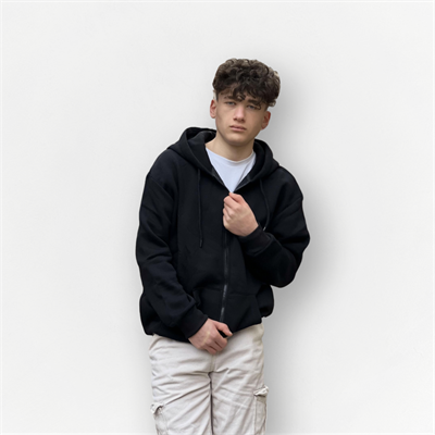 Siyah Basic Oversize Premium Zip Hoodie
