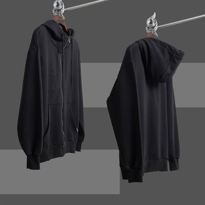 Siyah Basic Oversize Premium Zip Hoodie