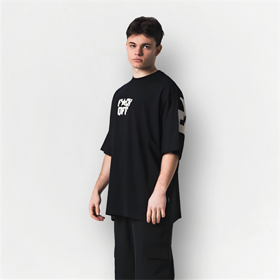 Siyah FUCK OFF Baskılı Unisex Oversize Tişört