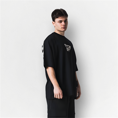 Siyah FUCK OFF Baskılı Unisex Oversize Tişört
