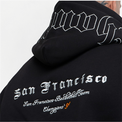 Siyah San Francisco Basketball Team Nakış Detaylı Hoodie