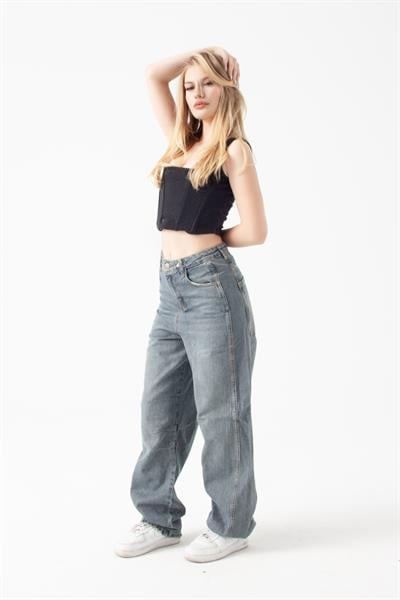 Soluk Mavi Baggy Jean