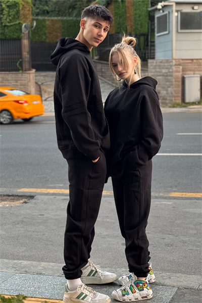 Unisex Siyah Oversize Eşofman Takımı