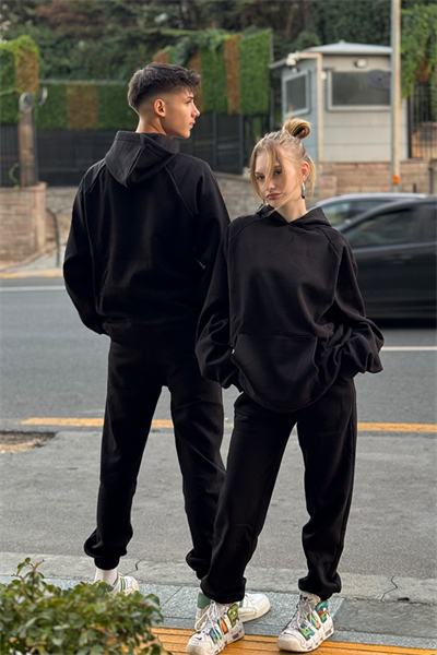 Unisex Siyah Oversize Eşofman Takımı
