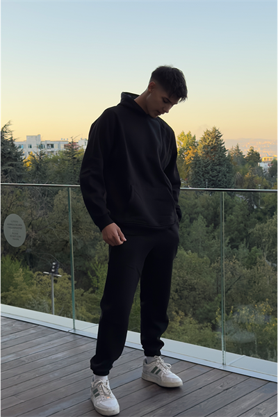 Unisex Siyah Oversize Eşofman Takımı
