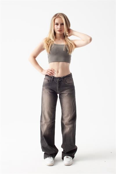 Vintage Kahve Orta Bel Straight Jean