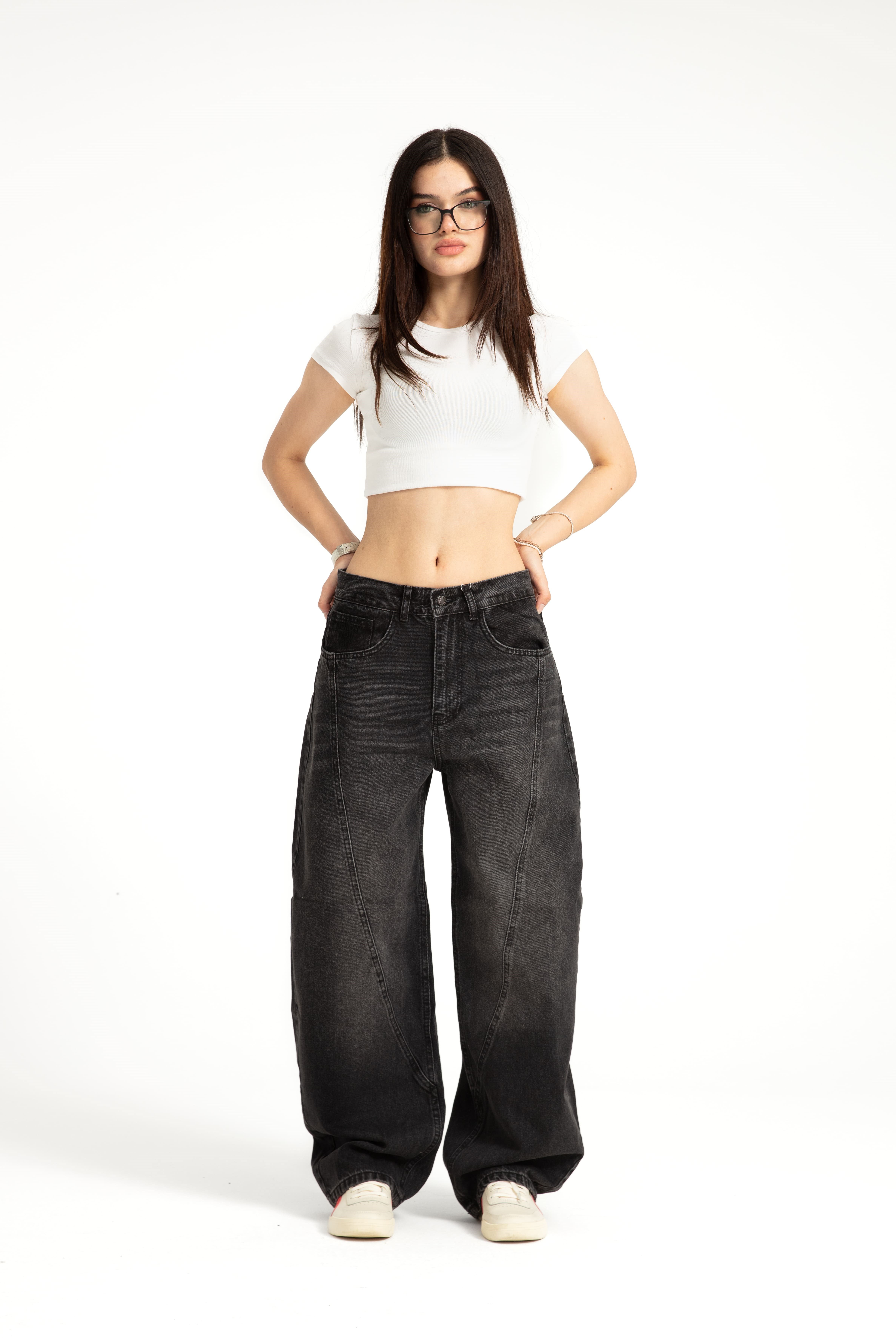 Antrasit Baggy Balloon Jean