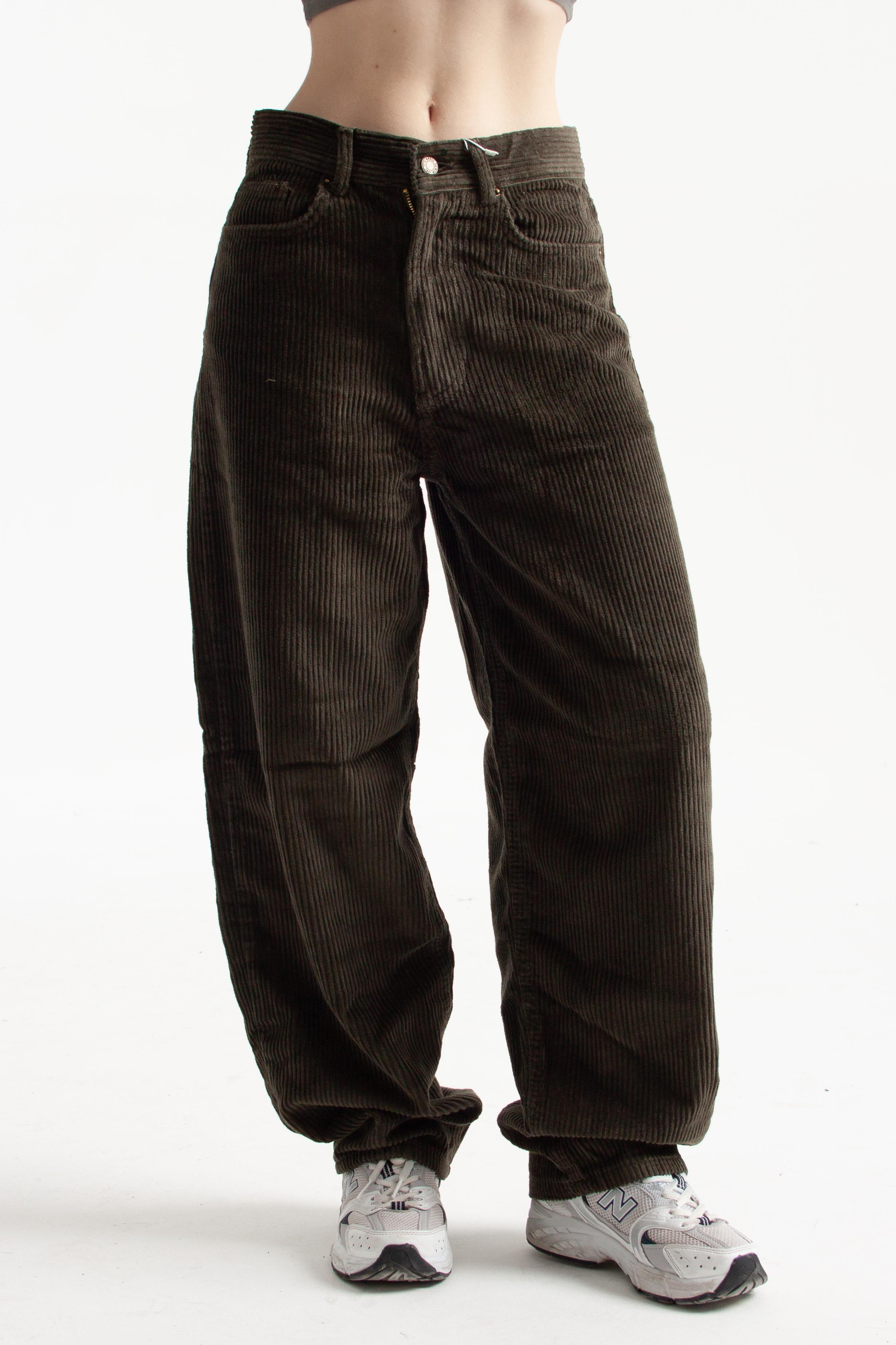 Haki Kadife Kumaş Skater Jean
