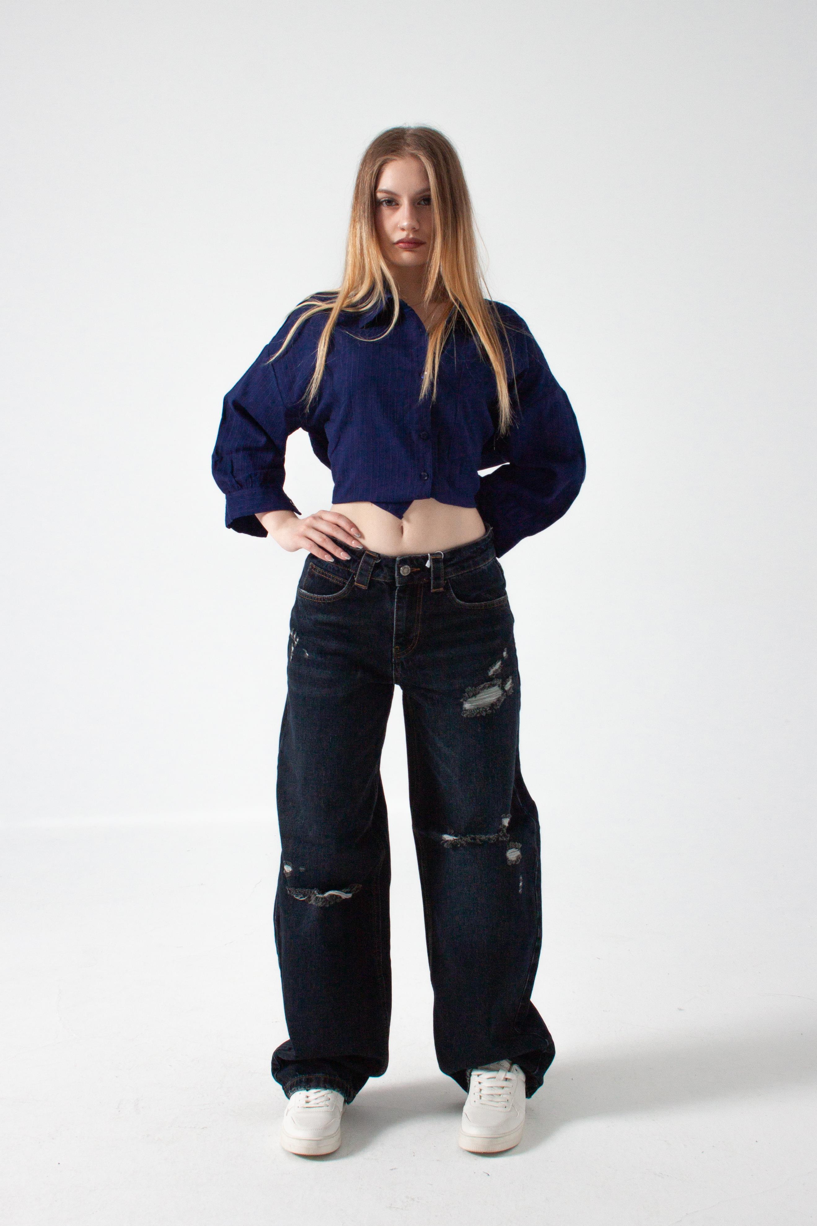 K. Kot Rengi Yırtıklı Baggy Baloon Jean