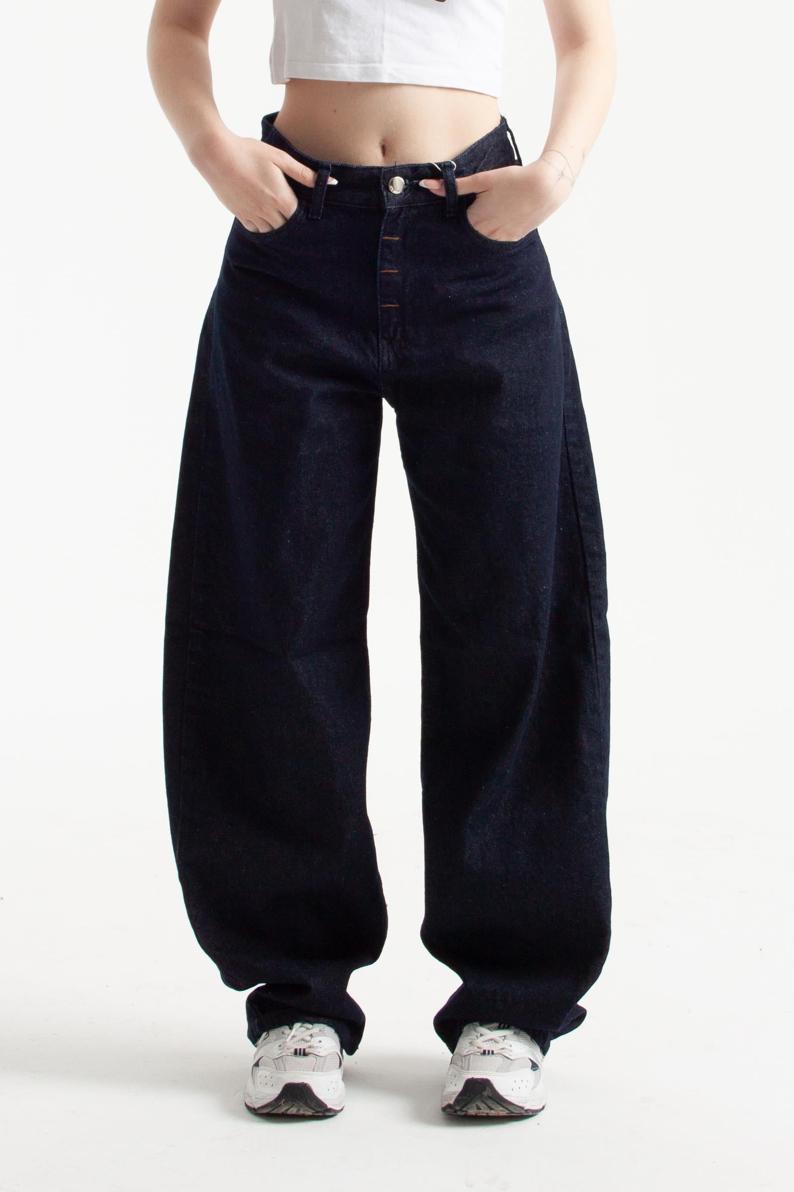 Koyu İndigo Wide Leg Jean