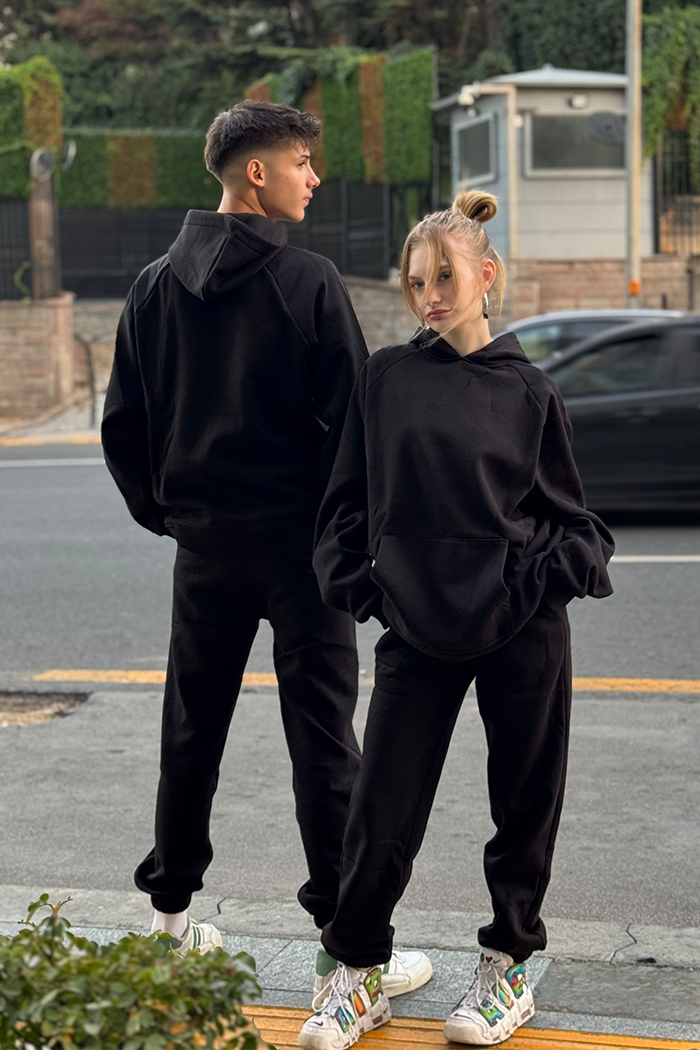 Unisex Siyah Oversize Eşofman Takımı