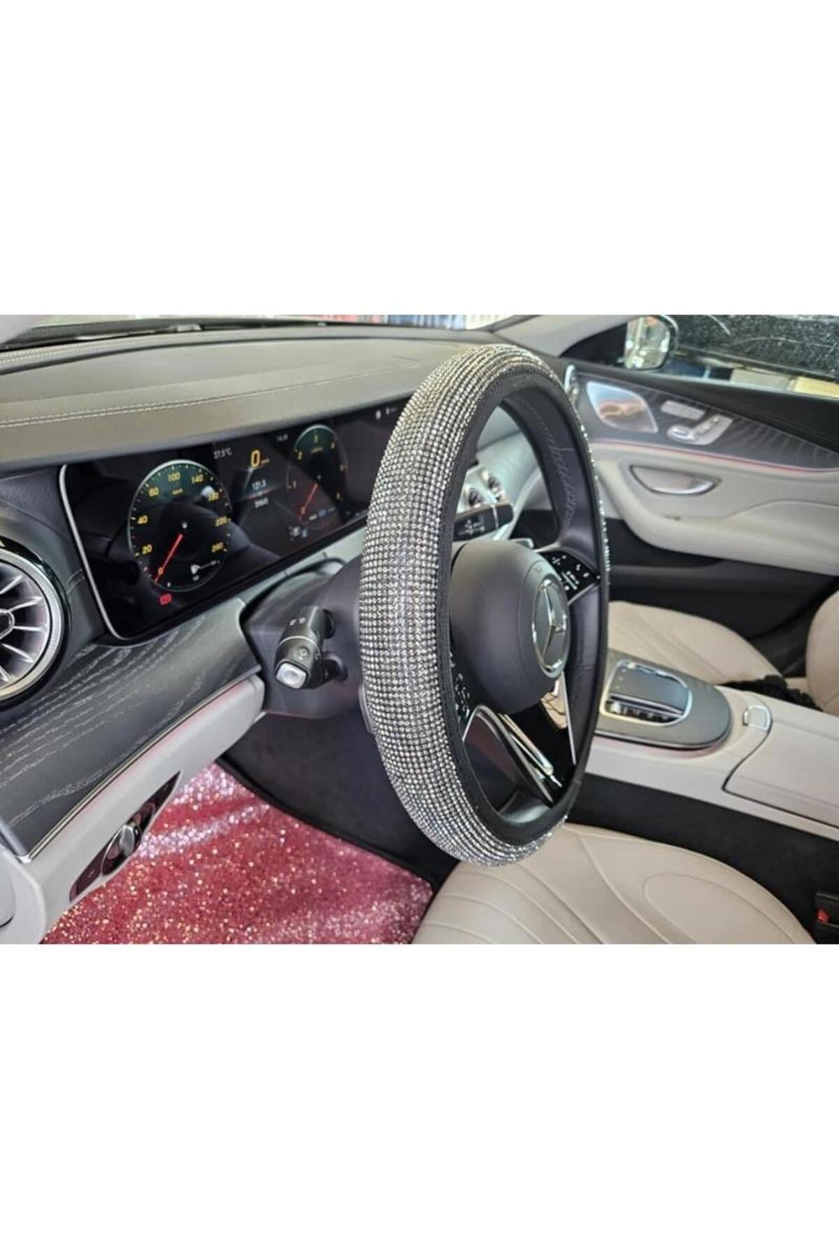 Full Taşlı Gümüş Elastik Direksiyon Kılıfı