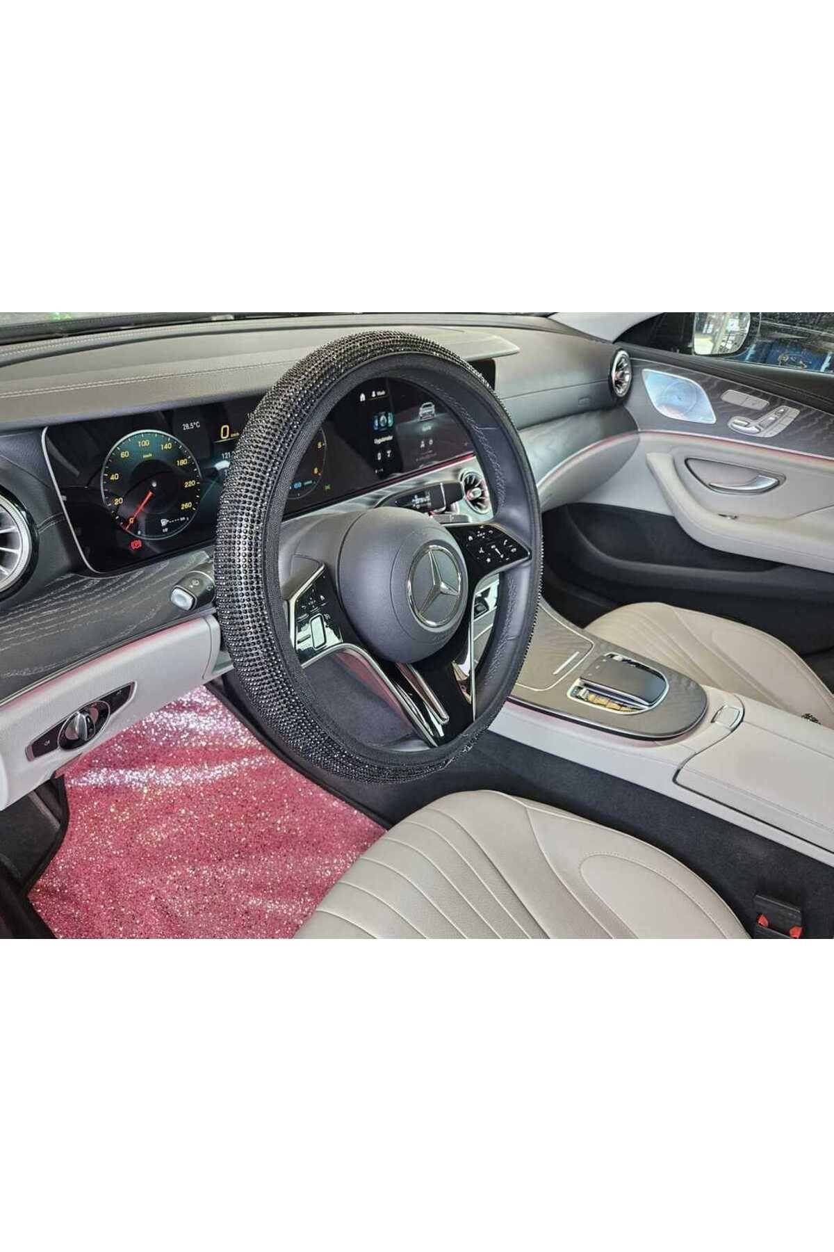 Full Taşlı Siyah Elastik Direksiyon Kılıfı